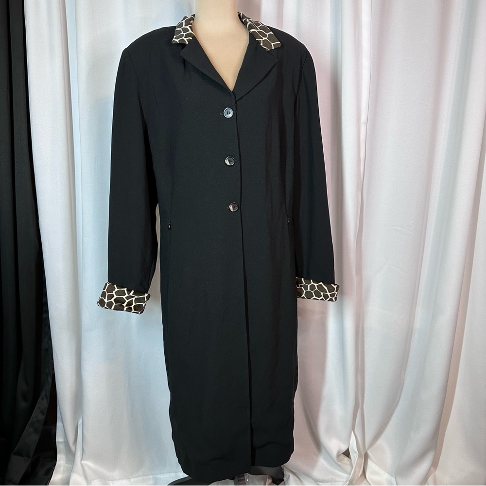 Danny & Nicole Vintage 3 Button Coat Sz 20 W Dress Black /Animal Print Steampunk